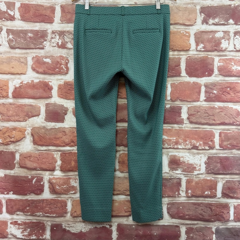 Banana Republic Sloan Pants Women's 2 Green Geo Abstract Stretchy Trousers - Picture 2 of 9